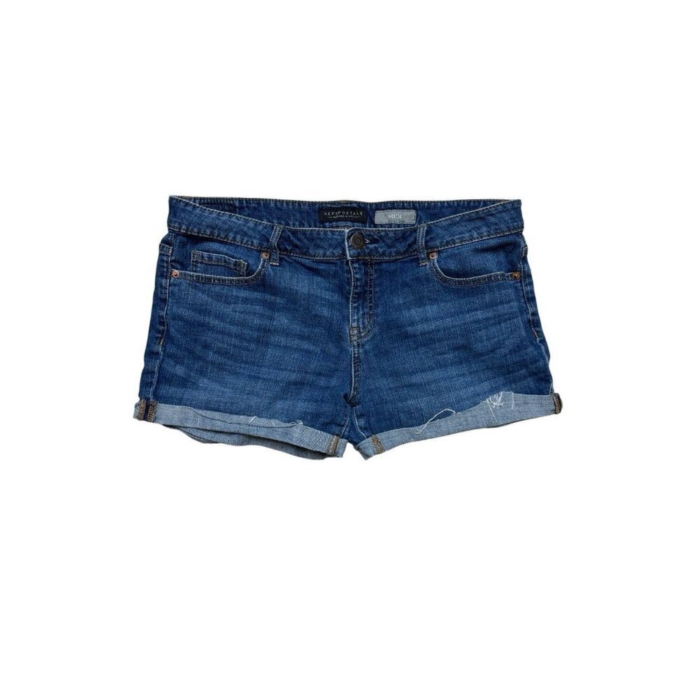 Aeropostale Midi Denim Shorts Size 12 Rolled Cuff Stretch Jean Shorts